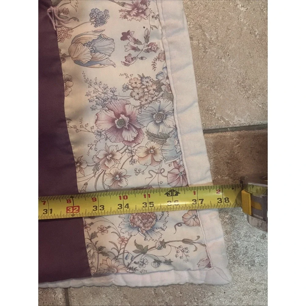 Handmade Tied Quilt Blanket Throw Purple White Floral Striped Reversible Bedding